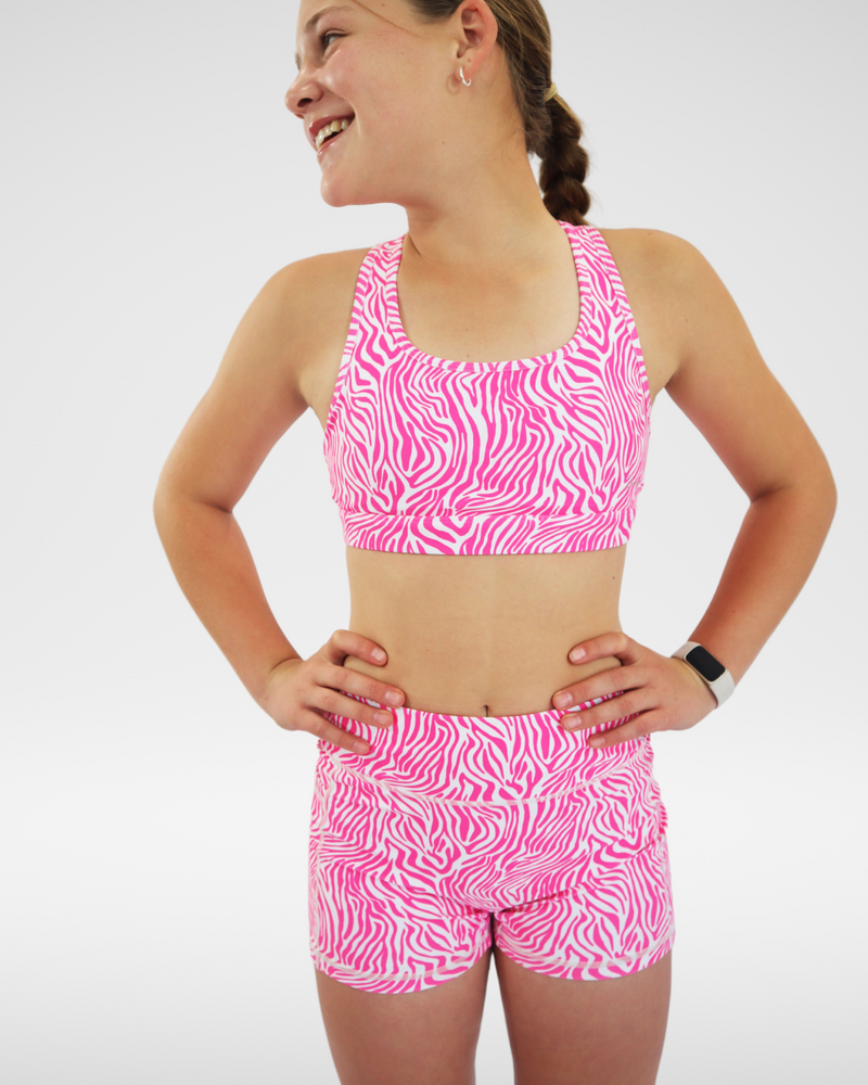 Base Crop (Youth) - Zebra Hot Pink