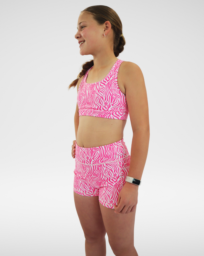 Base Crop (Youth) - Zebra Hot Pink