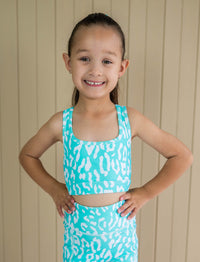 Base Crop (Youth) - Mint Green Leopard