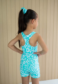 Base Crop (Youth) - Mint Green Leopard