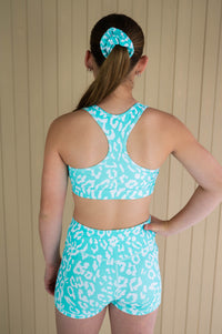 Base Crop (Youth) - Mint Green Leopard
