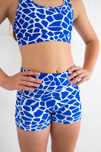 Active Bike Shorts - Pockets (Youth) - Cobalt Giraffe