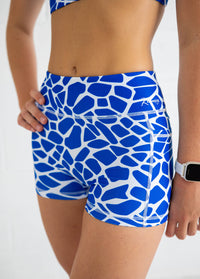 Active Bike Shorts - Pockets (Youth) - Cobalt Giraffe