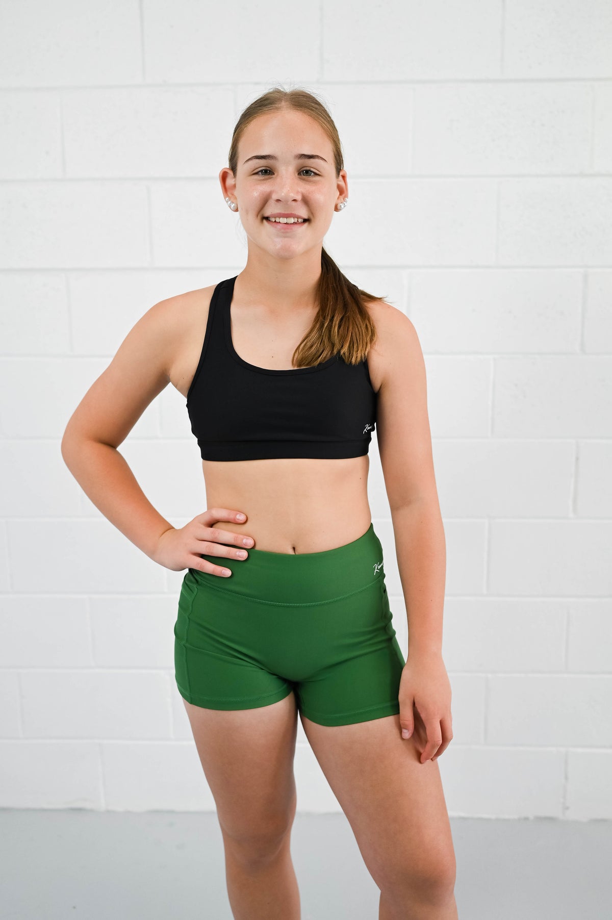 Active Bike Shorts - Pockets (Youth) - Bottle Green
