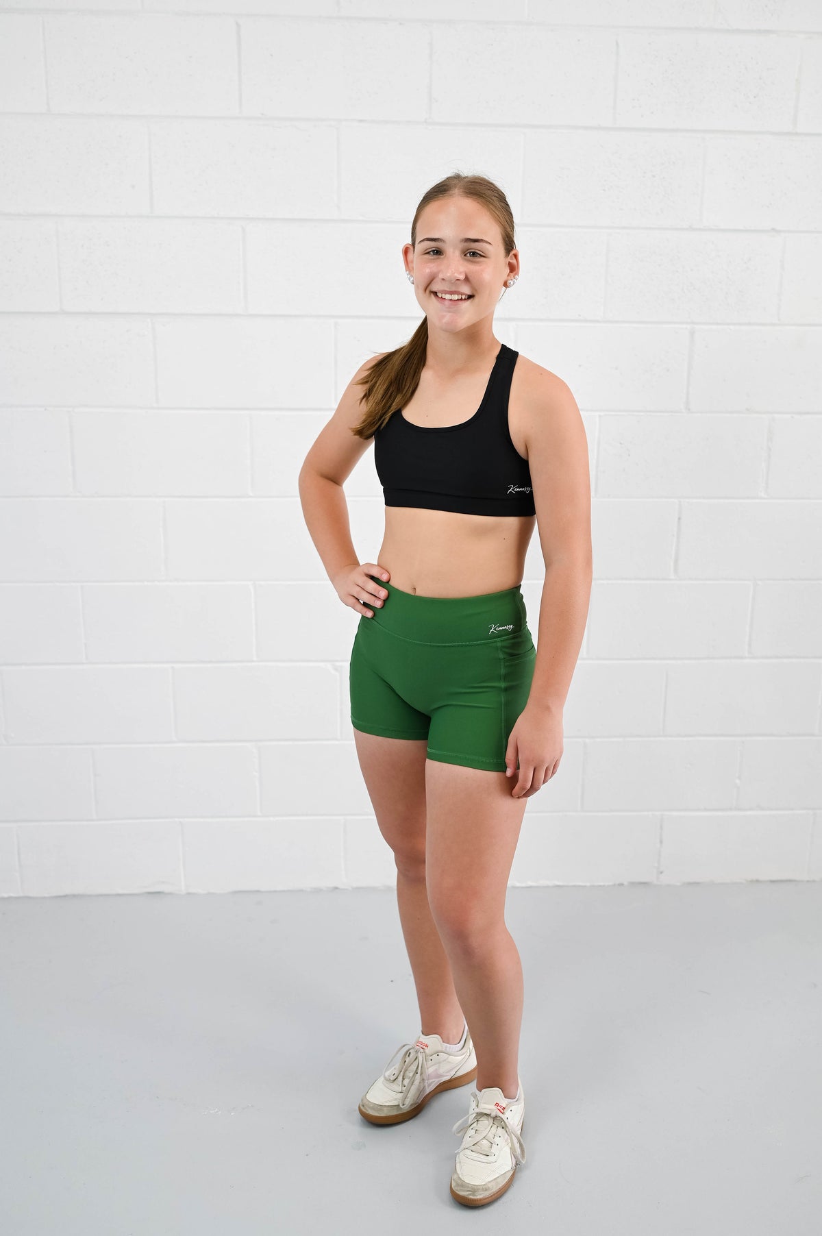 Active Bike Shorts - Pockets (Youth) - Bottle Green
