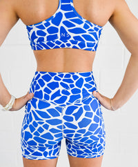 Tempo 6" Bike Shorts (Womens) - Cobalt Giraffe