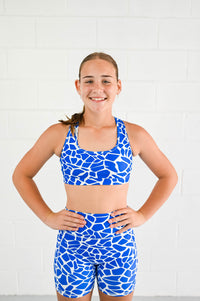 Tempo 6" Bike Shorts (Womens) - Cobalt Giraffe