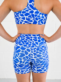 Tempo 6" Bike Shorts (Womens) - Cobalt Giraffe