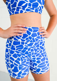 Tempo 6" Bike Shorts (Womens) - Cobalt Giraffe