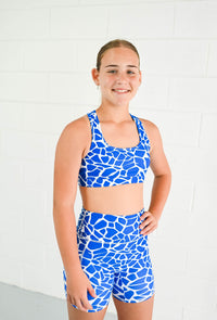 Tempo 6" Bike Shorts (Womens) - Cobalt Giraffe