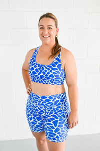 Tempo 6" Bike Shorts (Womens) - Cobalt Giraffe