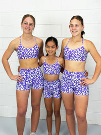 Momentum Bike Shorts - Pockets (Youth) Violet Leopard