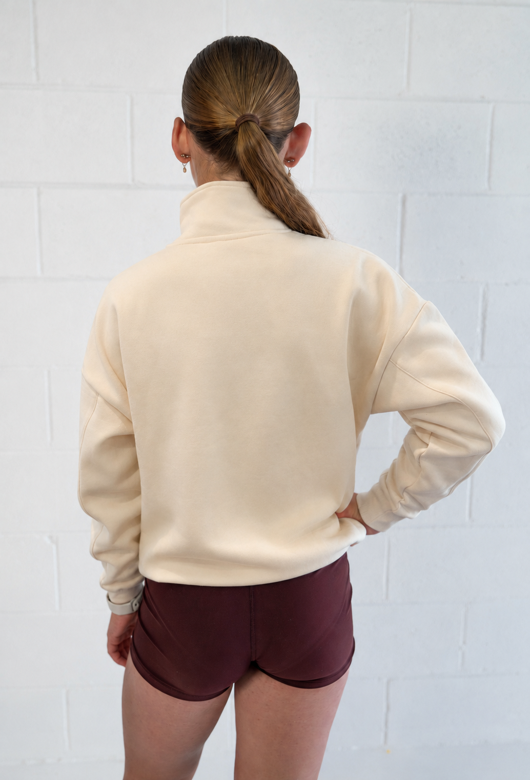 Base Quarter Zip Jumper - Almond - Womens