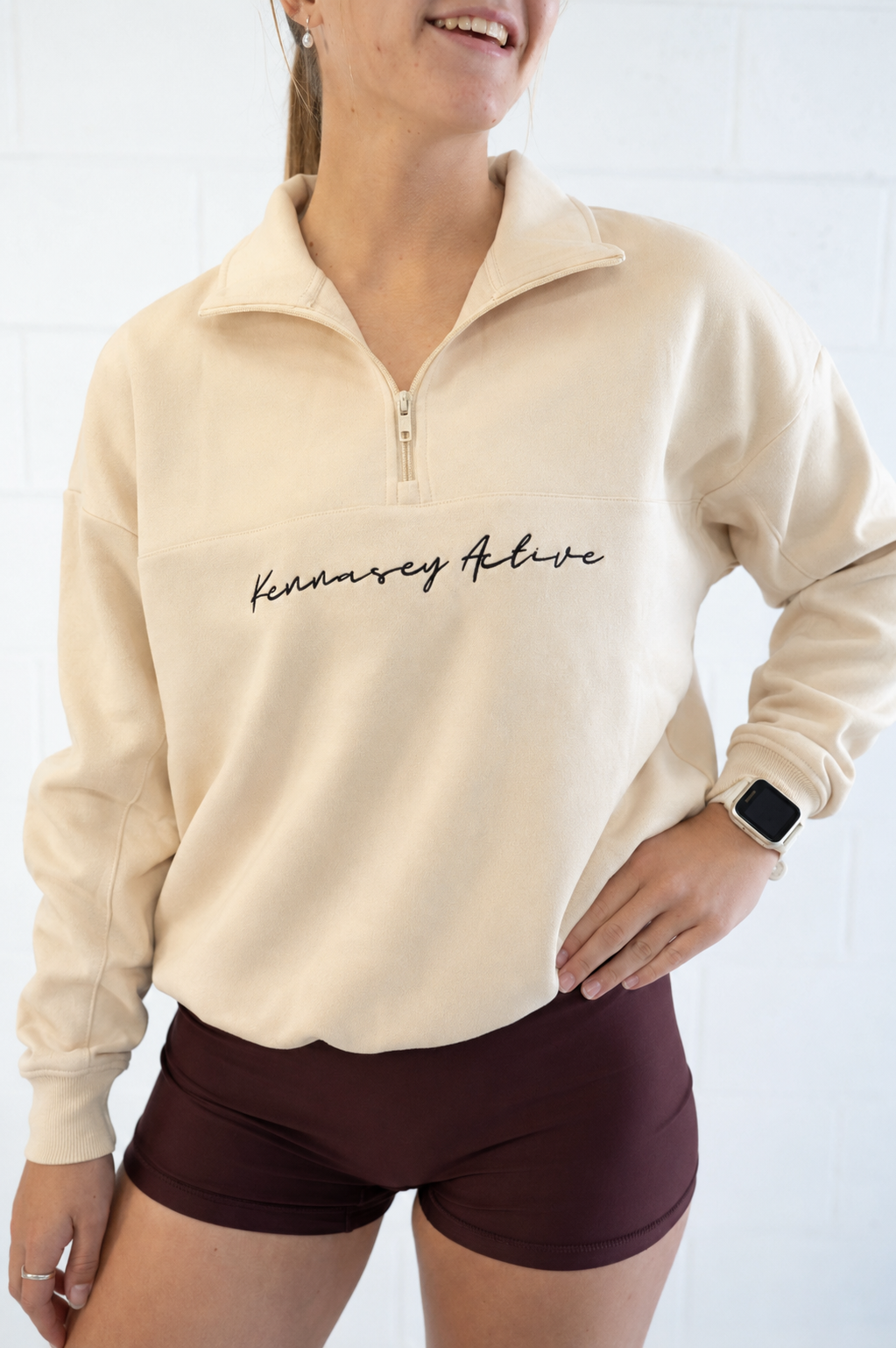 Base Quarter Zip Jumper - Almond - Womens