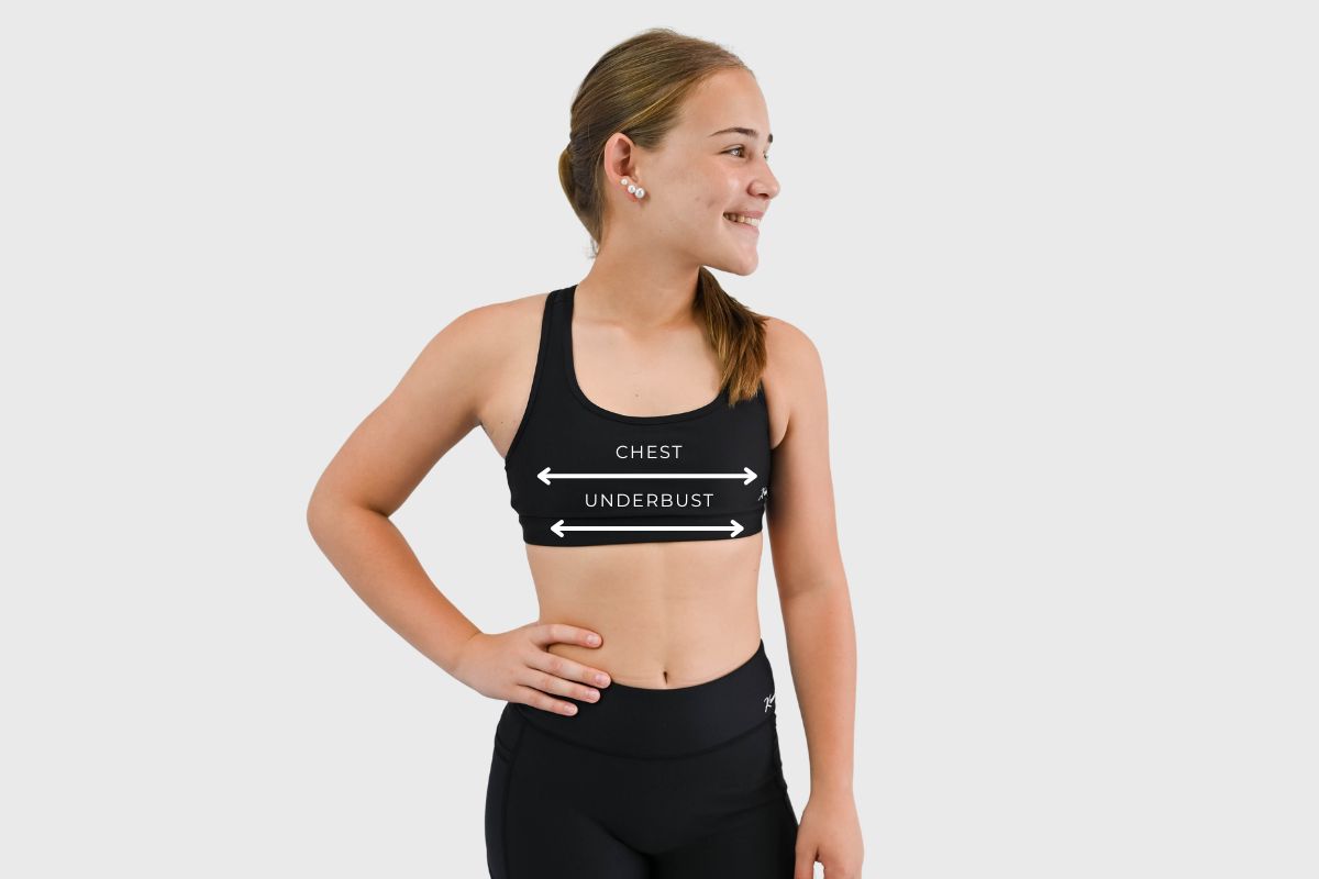 How to measure chest and underbust for the Girls Crop size chart
