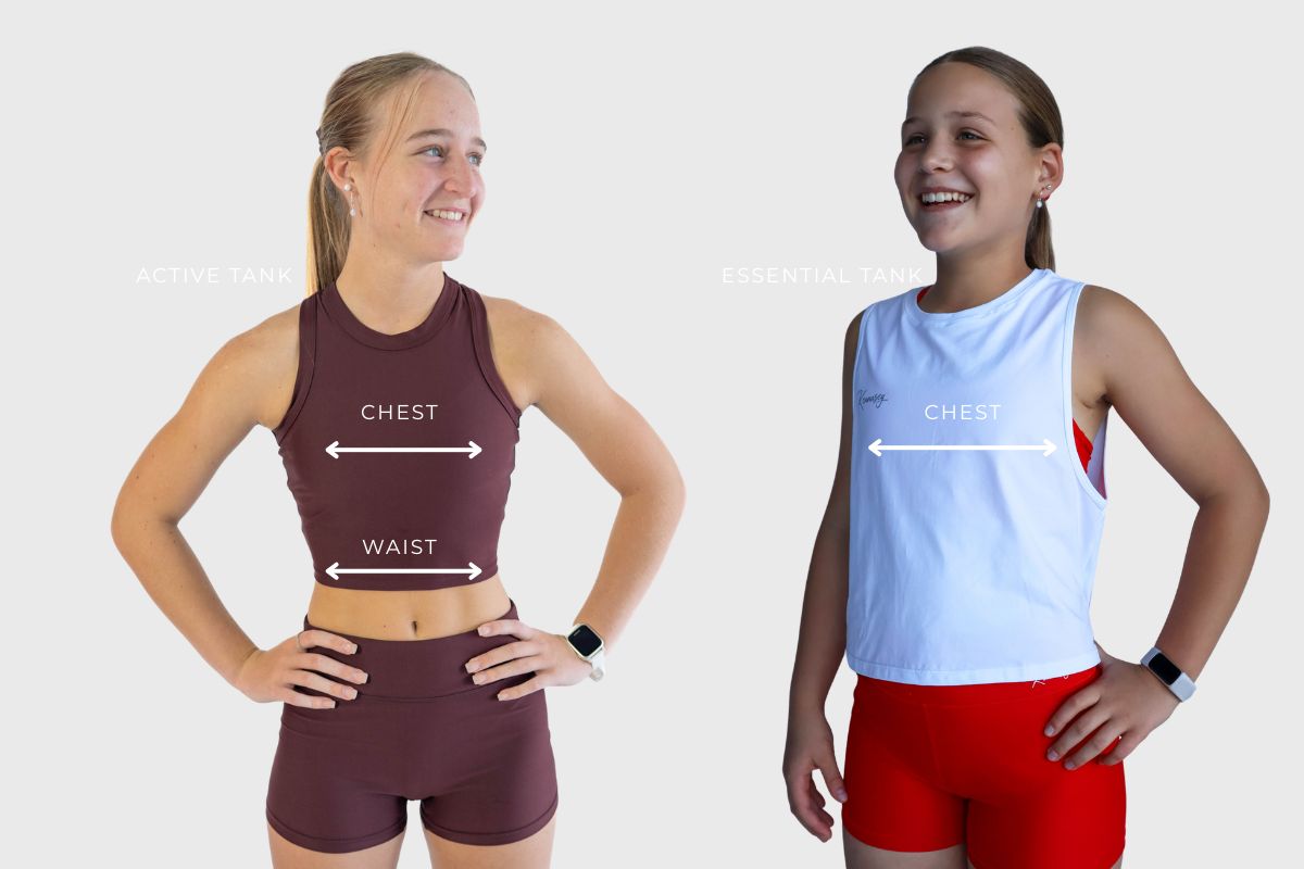 How to measure chest and waist for the Girls Tank size chart
